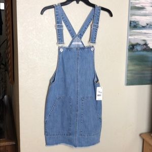 Denim Skirt Overalls With Deep Front Pockets